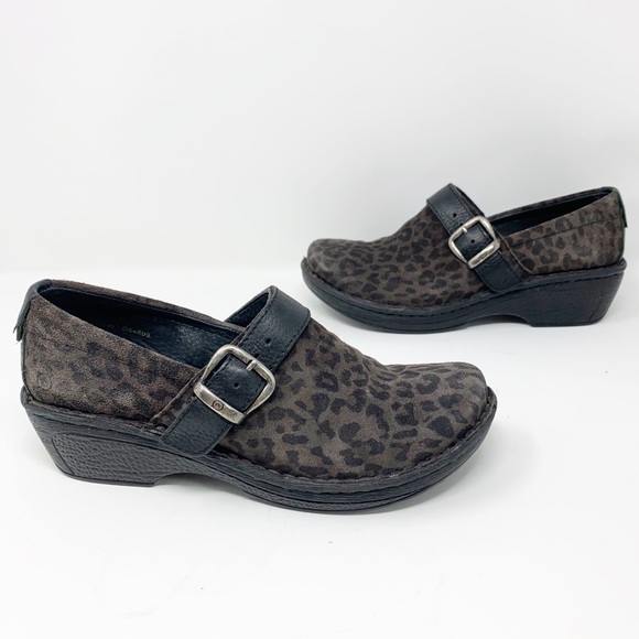 Born leopard Glendell suede clog shoes with buckle - Picture 2 of 8